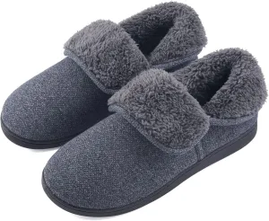 Mens Knit Bootie Slippers Comfy Casual Memory Foam Boot Slipper Indoor Outdoor House Shoes