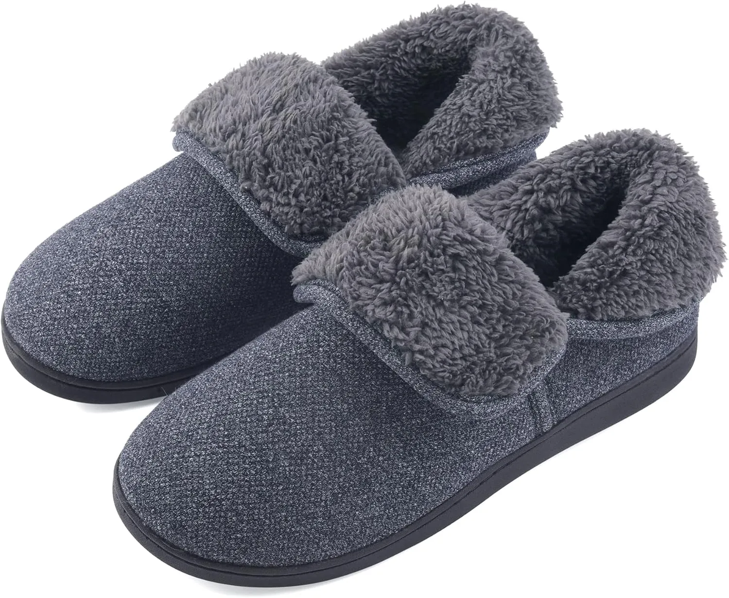 Mens Knit Bootie Slippers Comfy Casual Memory Foam Boot Slipper Indoor Outdoor House Shoes