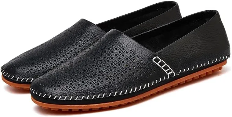Men's Leather Loafer Flats Lightweight Casual Slip On Shoes for Walking Driving Dress