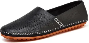 Men's Leather Loafer Flats Lightweight Casual Slip On Shoes for Walking Driving Dress