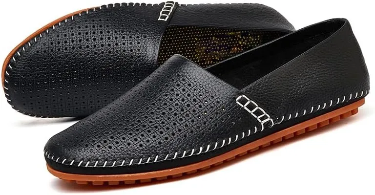 Men's Leather Loafer Flats Lightweight Casual Slip On Shoes for Walking Driving Dress