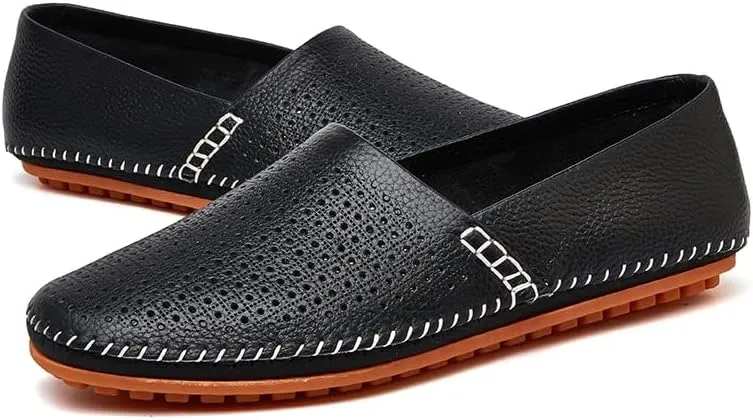 Men's Leather Loafer Flats Lightweight Casual Slip On Shoes for Walking Driving Dress