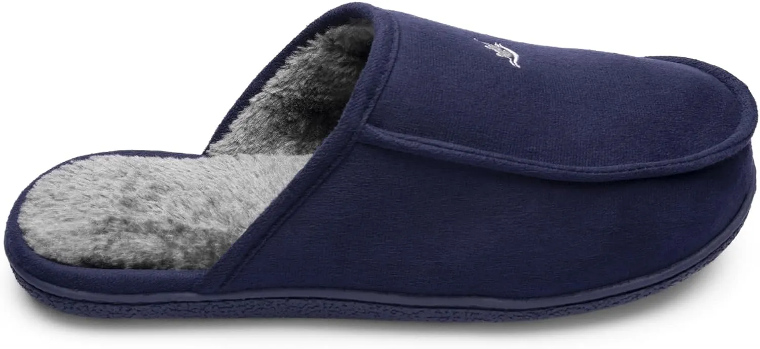 Men's Memory Foam House Slipper Suede Plush Lined Bedroom Shoes Indoor Outdoor Clog Slip on Orthotic House Shoes