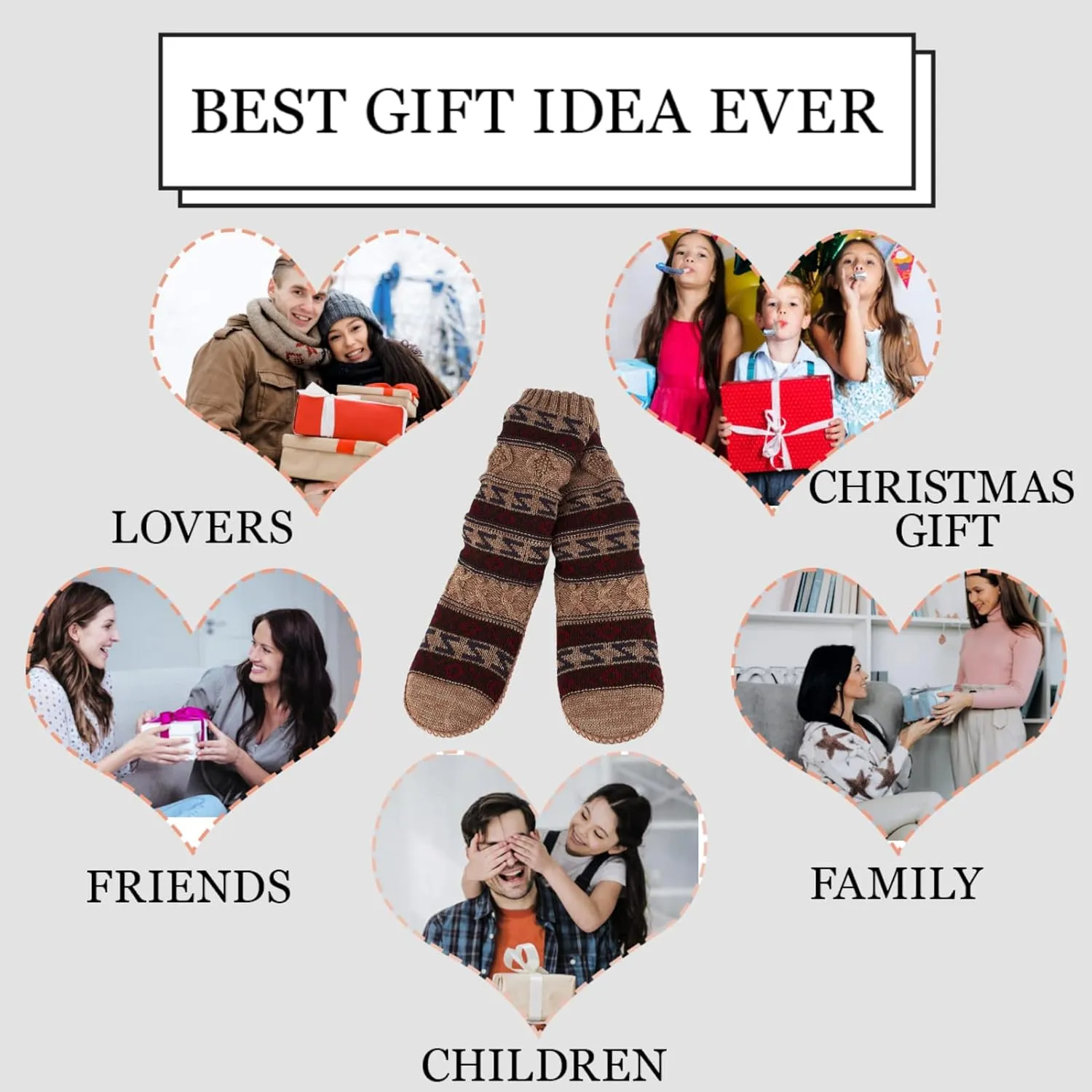 Men's Slipper Socks, Winter Cable Knit Non-Skid Warm Slipper Socks, Cozy Soft Indoor Socks with Fluffy Sherpa Lined