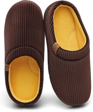 Men's Two-Tone Slippers with Arch Support Slip-On Warm House Shoes Cozy Memory Foam Indoor/Outdoor Breathable Slipper
