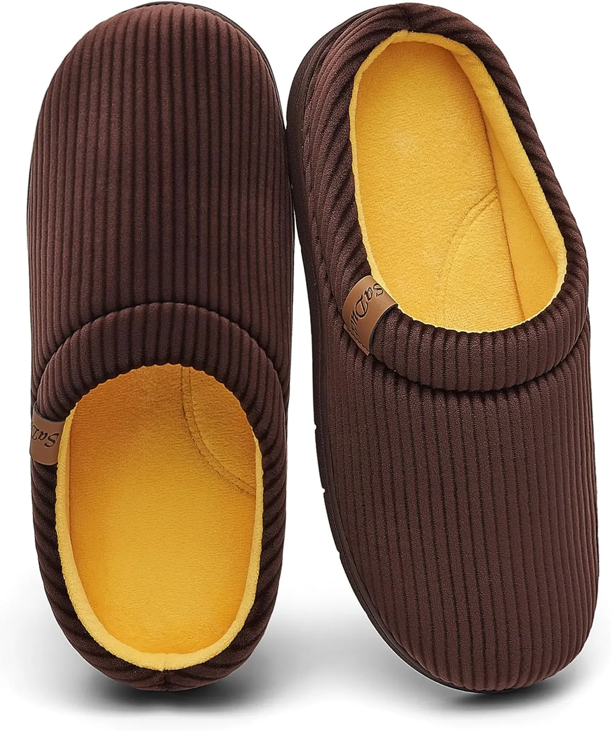 Men's Two-Tone Slippers with Arch Support Slip-On Warm House Shoes Cozy Memory Foam Indoor/Outdoor Breathable Slipper