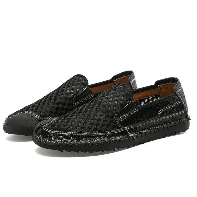 Merkmak Spring Mesh Breathable Men's Loafers Shoes Slip On Casual Shoes Fashion Lightweight Soft Man Moccasins Big Size 48 Flat