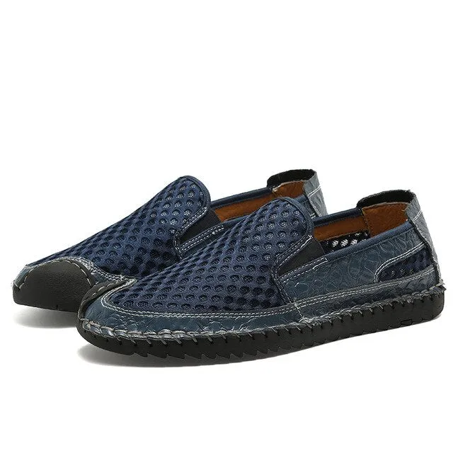 Merkmak Spring Mesh Breathable Men's Loafers Shoes Slip On Casual Shoes Fashion Lightweight Soft Man Moccasins Big Size 48 Flat