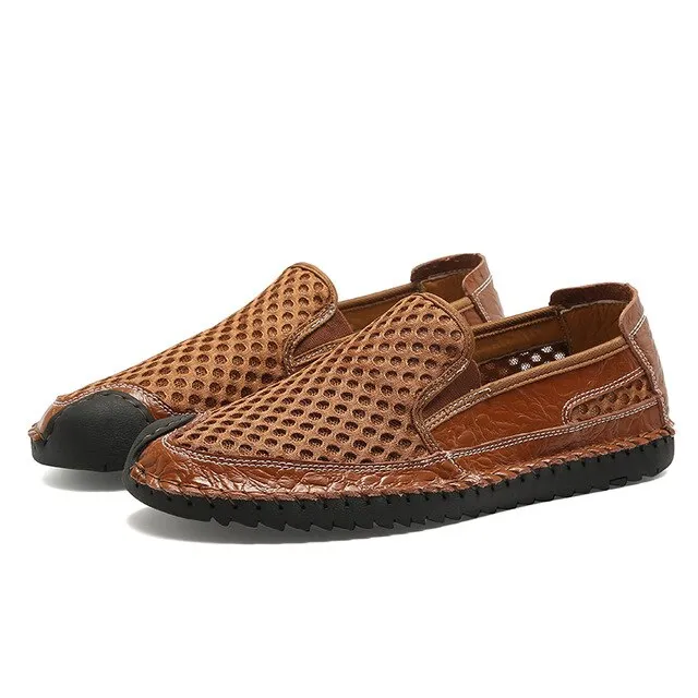 Merkmak Spring Mesh Breathable Men's Loafers Shoes Slip On Casual Shoes Fashion Lightweight Soft Man Moccasins Big Size 48 Flat