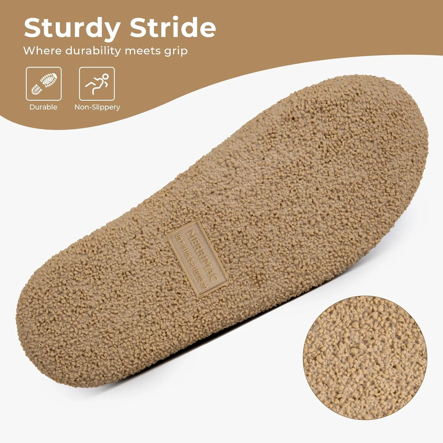 MERRIMAC Women's and Men's Faux Felt Slippers Closed-back Warm Comfy Non-slip Memory Foam Indoor House Shoes with Elastic Gores