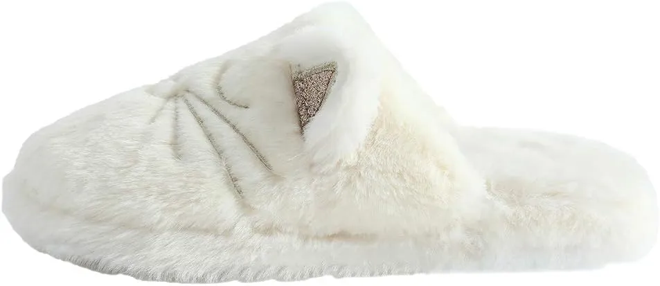 Millffy Fuzzy Cat Animal Slippers Animal Raccoon Non-Slip Fluffy Memory Foam Home Cozy Slipper Gifts for Women Girls