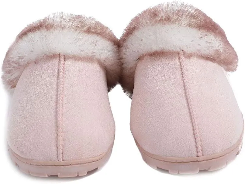 Millffy Women's Faux Fur Clog Comfy Slides Furry Soft Indoor Memory Foam Moccasin Slippers