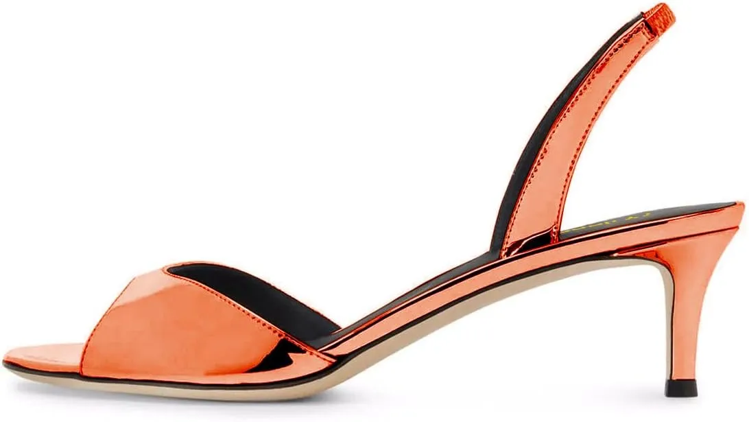 Milooey shoes Women Comfy Slingback Kitten Low Heels Elegant Peep Toe Single Strap Sandals Slip On Party Dress Lady Shoe Size 4-16 US