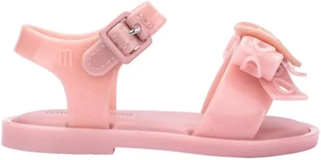 mini melissa Mar Hot Sandals for Babies & Toddlers - Sparkly Sandals w/Heart Buckle & Bow for Baby Girls, Kids Jelly Shoes