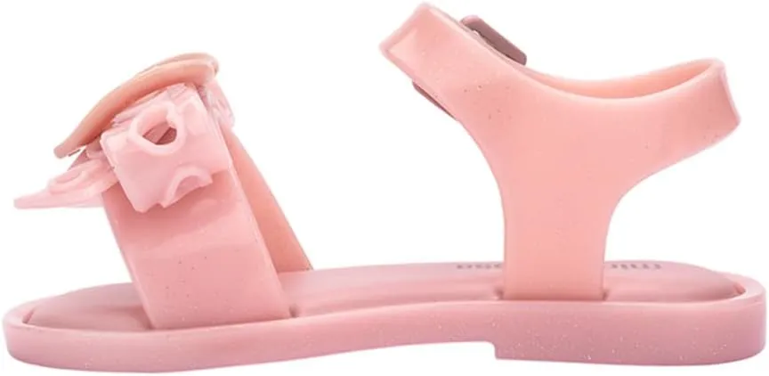 mini melissa Mar Hot Sandals for Babies & Toddlers - Sparkly Sandals w/Heart Buckle & Bow for Baby Girls, Kids Jelly Shoes
