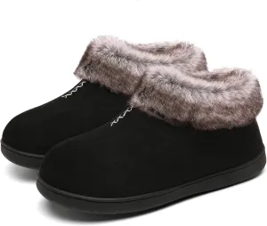 Mishansha Women's House Shoes Memory Foam Suede Moccasin Slippers Winter Warm Fleece Lined Home Shoes with Anti-Skid Rubber Sole