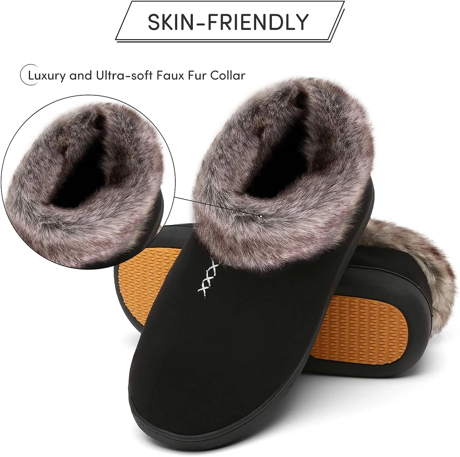 Mishansha Women's House Shoes Memory Foam Suede Moccasin Slippers Winter Warm Fleece Lined Home Shoes with Anti-Skid Rubber Sole