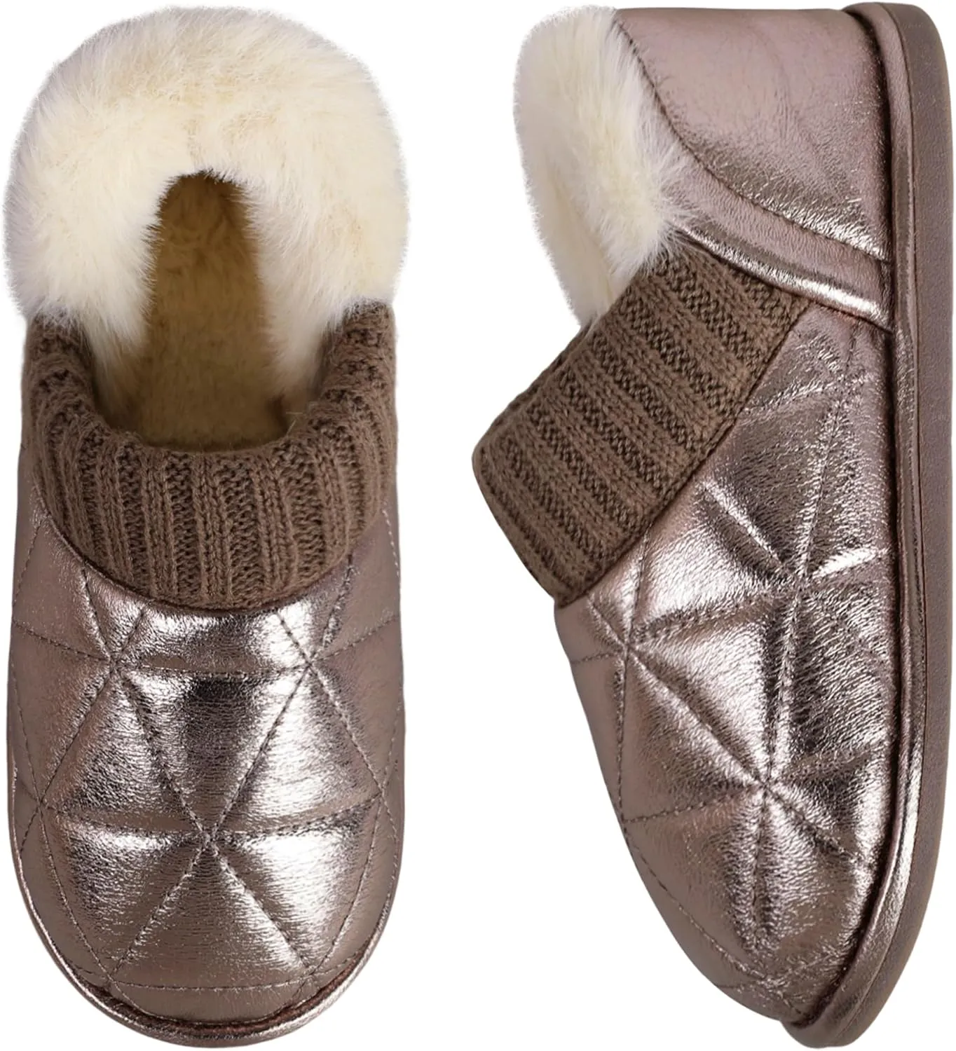 MIXIN Womens Memory Foam Slippers Slip-On Comfy Fuzzy Knit Bedroom Slipper Warm House Shoes for Indoor & Outdoor Comfort