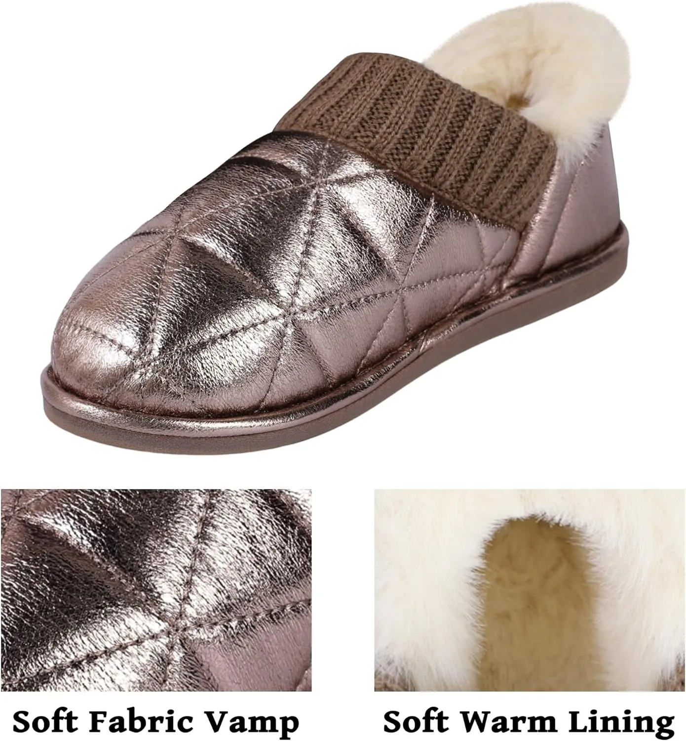 MIXIN Womens Memory Foam Slippers Slip-On Comfy Fuzzy Knit Bedroom Slipper Warm House Shoes for Indoor & Outdoor Comfort