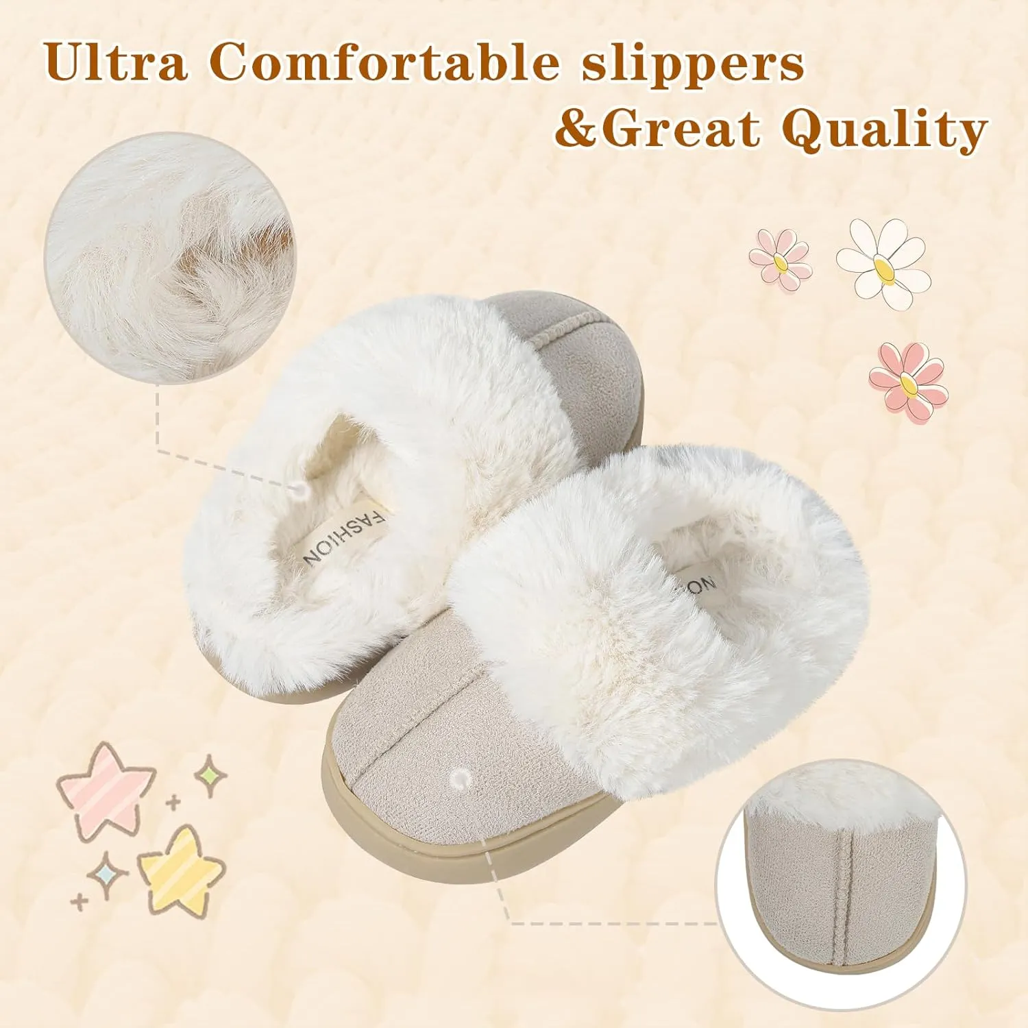 MK MATT KEELY Girls Boys Slippers Kids Fuzzy House Slippers Baby Toddlers Non-Slip House Shoes Winter Warm Soft Plush Indoor Outdoor Slipper for Little Kid Big Kid
