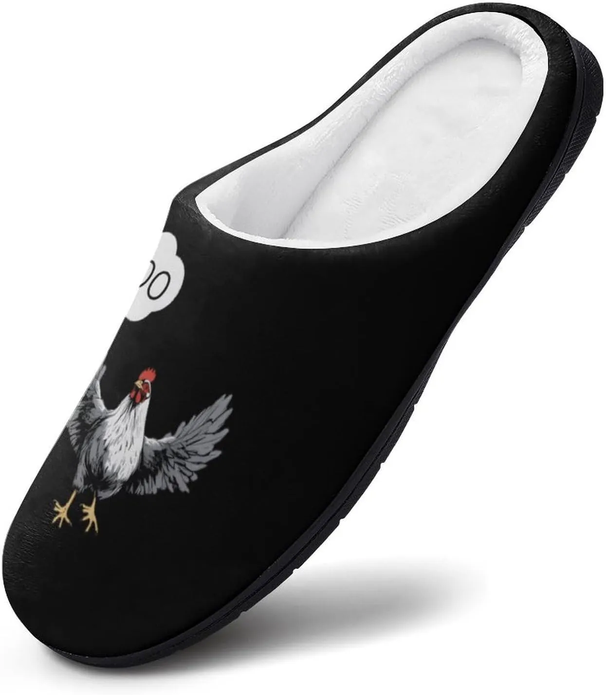 MOO Funny Cow Chicken Humor Women's Slippers Cotton House Shoes Slip On Memory Foam Indoor Outdoor