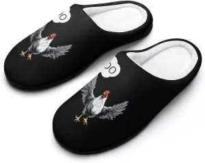 MOO Funny Cow Chicken Humor Women's Slippers Cotton House Shoes Slip On Memory Foam Indoor Outdoor