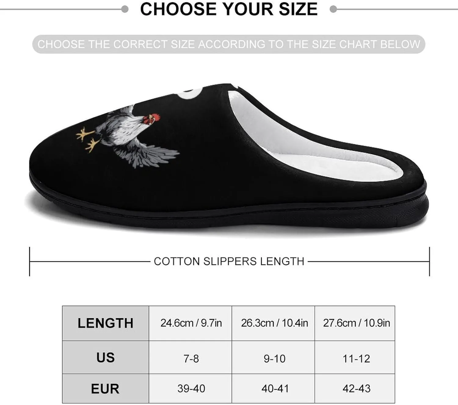 MOO Funny Cow Chicken Humor Women's Slippers Cotton House Shoes Slip On Memory Foam Indoor Outdoor