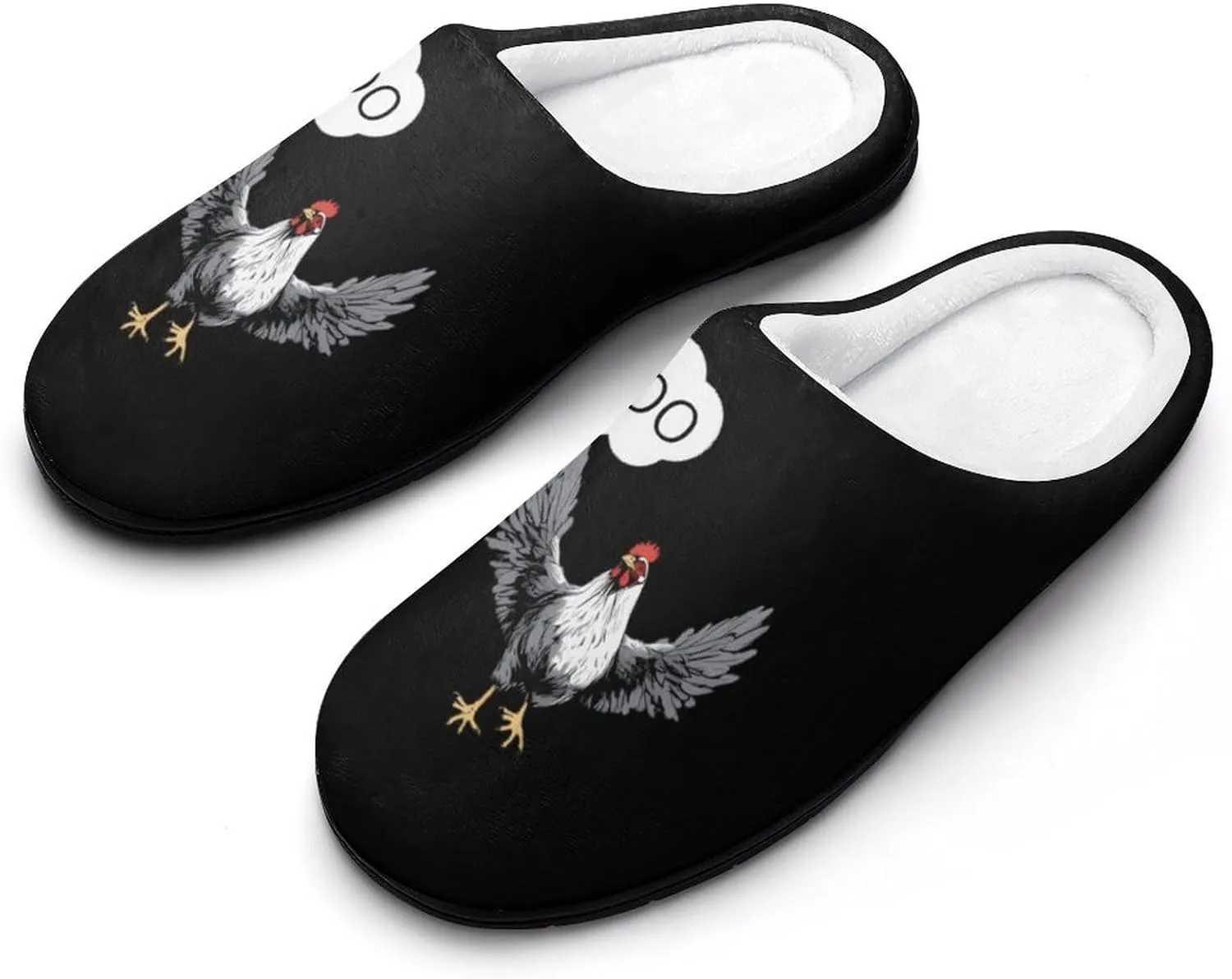 MOO Funny Cow Chicken Humor Women's Slippers Cotton House Shoes Slip On Memory Foam Indoor Outdoor
