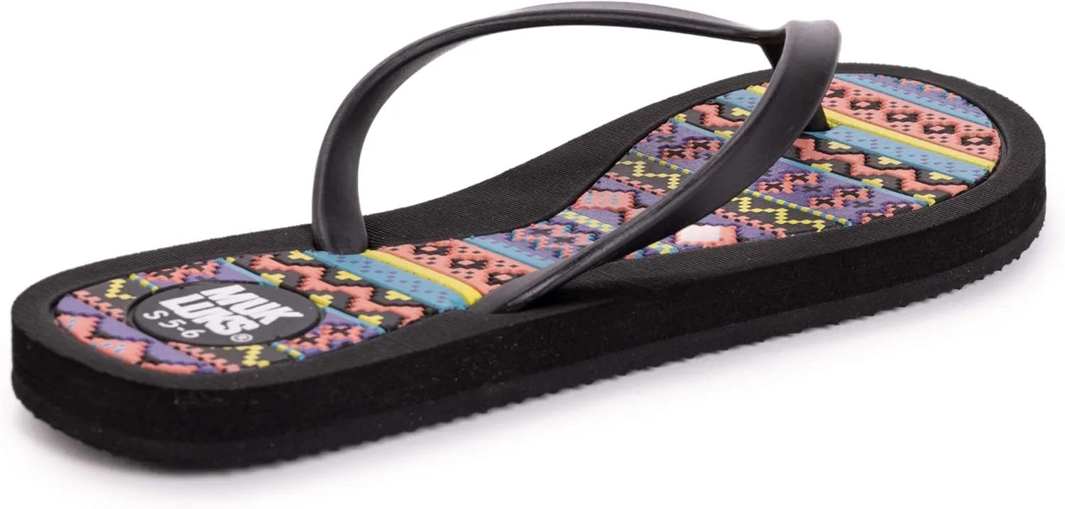 MUK LUKS Women's Shayna Terra Turf-Black Flat Sandals