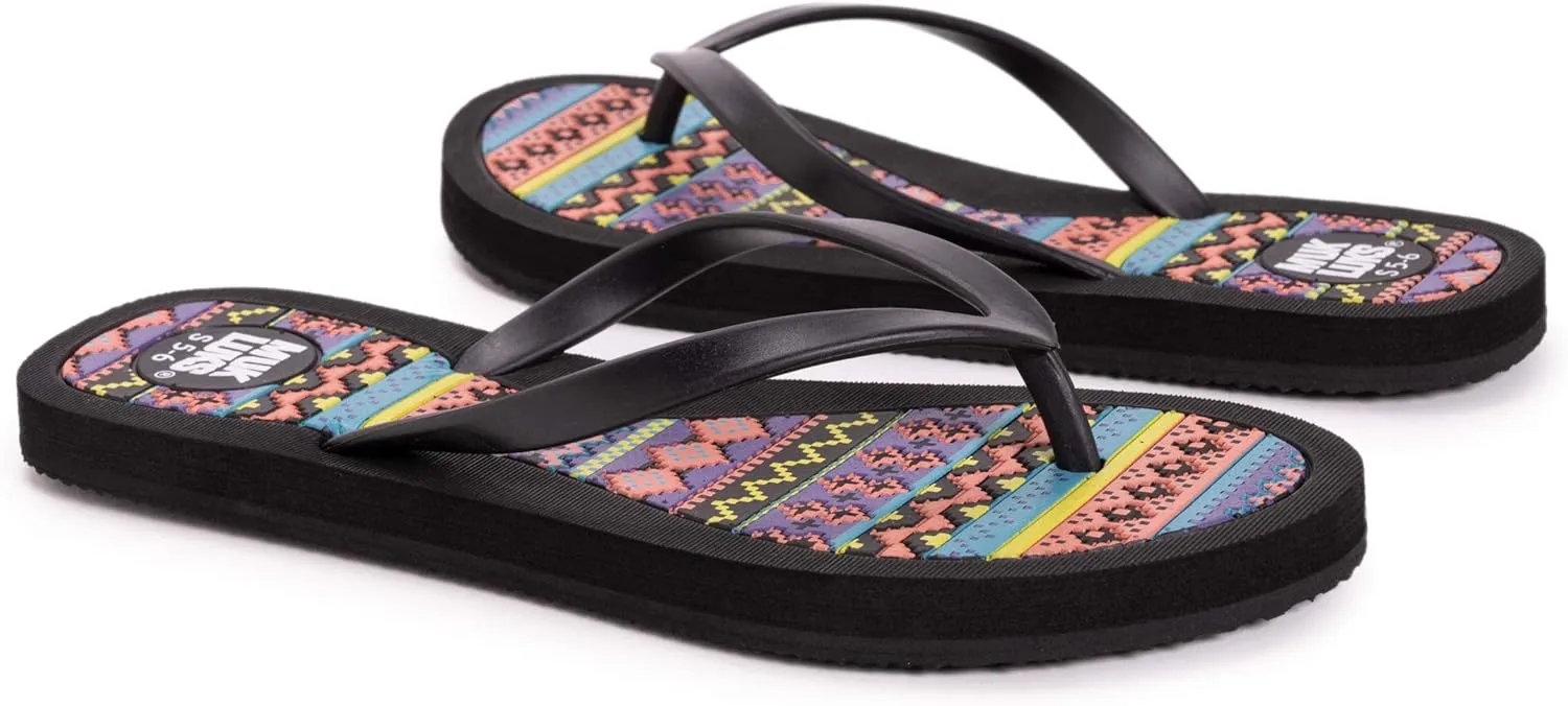 MUK LUKS Women's Shayna Terra Turf-Black Flat Sandals