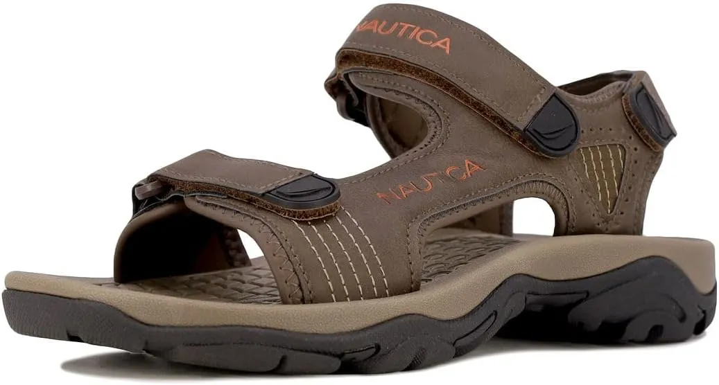 Nautica Men's Sandals, Open Toe Athletic Water Shoes With Strap-Senecca-Brown 1-11