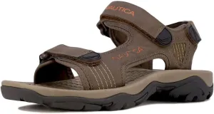 Nautica Men's Sandals, Open Toe Athletic Water Shoes With Strap-Senecca-Brown 1-11