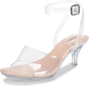 NBUUNBU Clear Strappy Heels For Women Transparent Ankle Strap Platform High Heeled Sandals Sexy Stiletto Comfortable Crystal Dress Shoes Adjustable Buckle Open Toe Pump Mules
