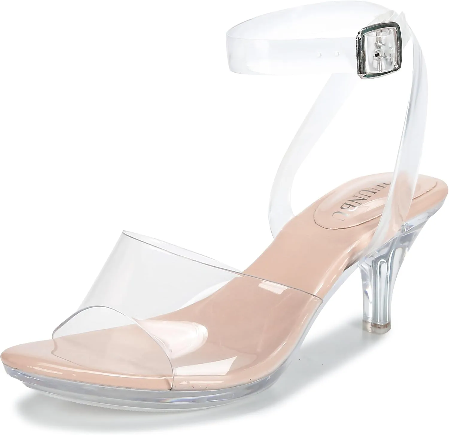 NBUUNBU Clear Strappy Heels For Women Transparent Ankle Strap Platform High Heeled Sandals Sexy Stiletto Comfortable Crystal Dress Shoes Adjustable Buckle Open Toe Pump Mules