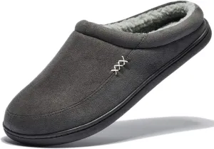 NewDenBer Men's Warm Memory Foam Slippers Suede Plush Fleece Lined Slip on Indoor Outdoor Clog House Shoes