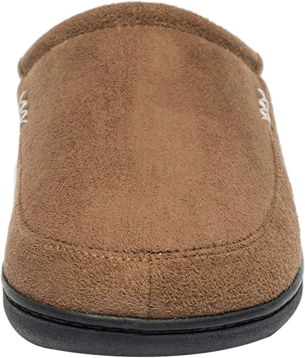 NewDenBer Men's Warm Memory Foam Suede Plush Fleece Lined Slip on Indoor Outdoor Clog House Slippers