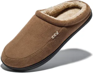 NewDenBer Men's Warm Memory Foam Suede Plush Fleece Lined Slip on Indoor Outdoor Clog House Slippers