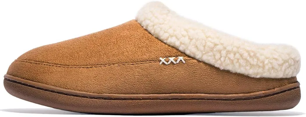NewDenBer Women's Cozy Memory Foam Slippers Suede Fuzzy Plush Fleece Lined Slip On Indoor Outdoor House Shoes
