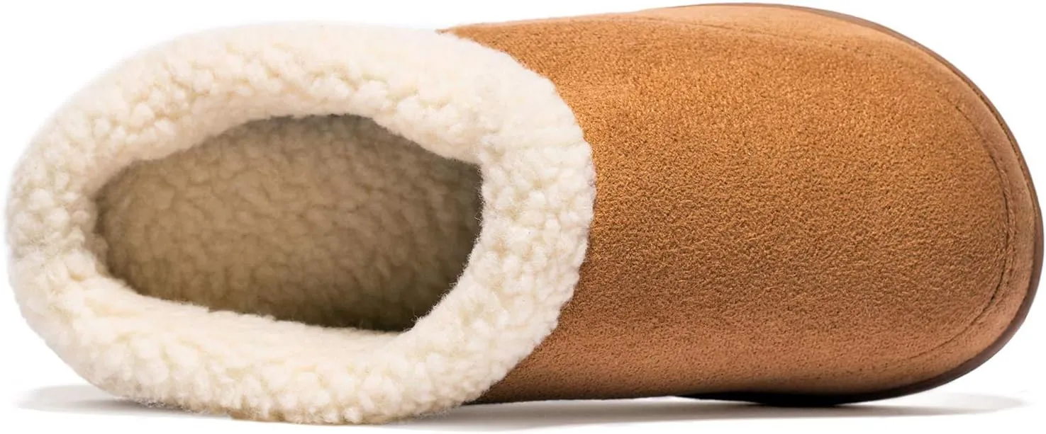 NewDenBer Women's Cozy Memory Foam Slippers Suede Fuzzy Plush Fleece Lined Slip On Indoor Outdoor House Shoes