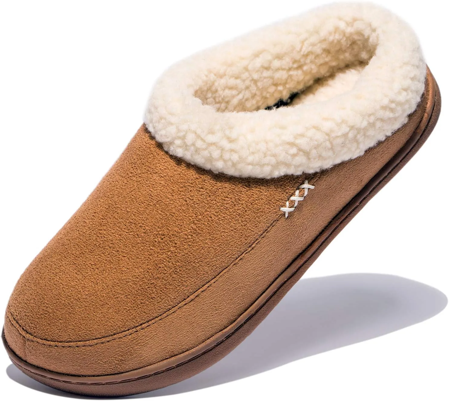 NewDenBer Women's Cozy Memory Foam Slippers Suede Fuzzy Plush Fleece Lined Slip On Indoor Outdoor House Shoes