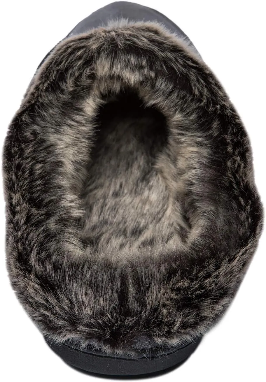 NewDenBer Women's Cozy Memory Foam Slippers Suede Plush Faux Fur Lined Slip on Indoor Outdoor House Shoes