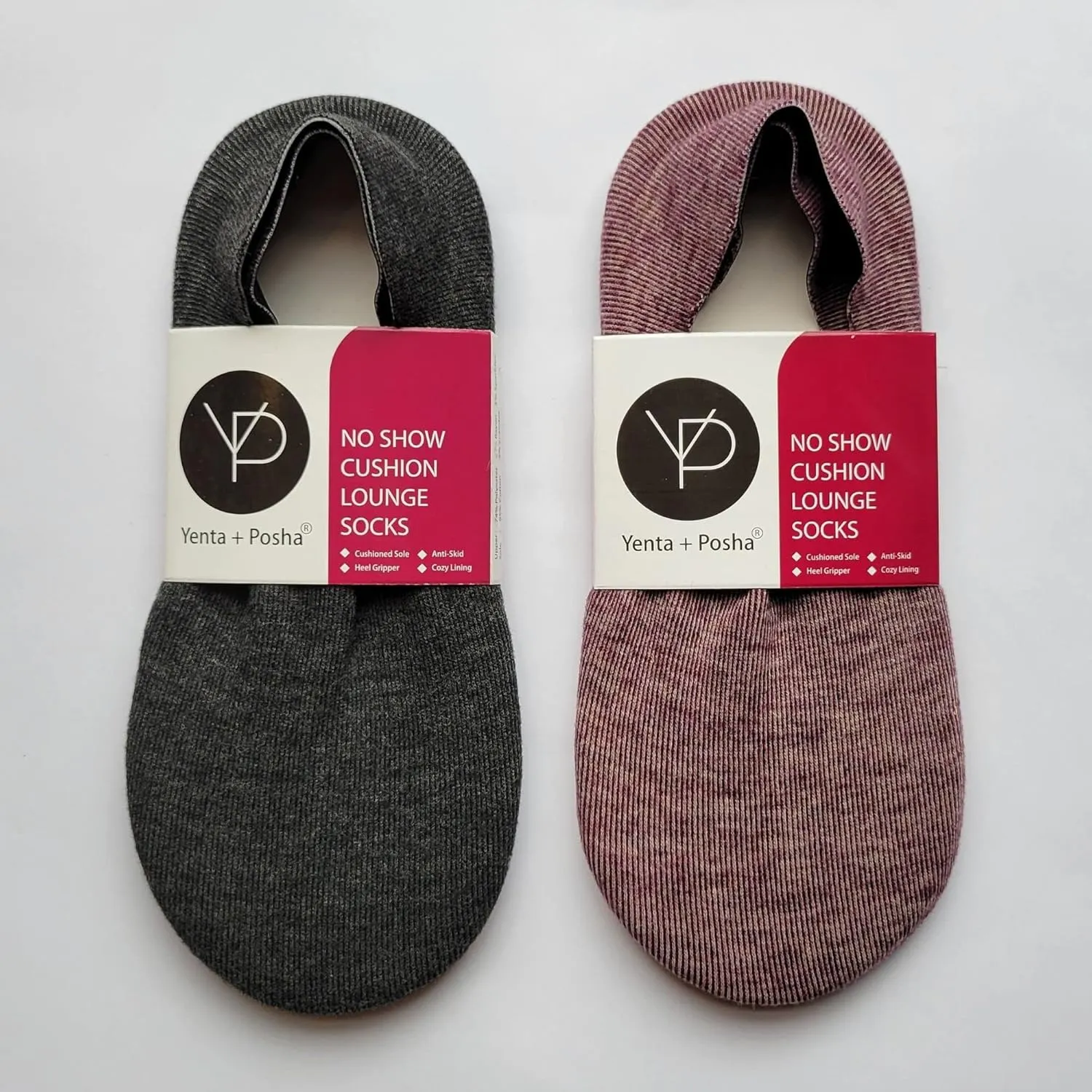 No Show Cushion Lounge Slipper Sock for Women with Anti-Skid Bottom and Heel Grippers