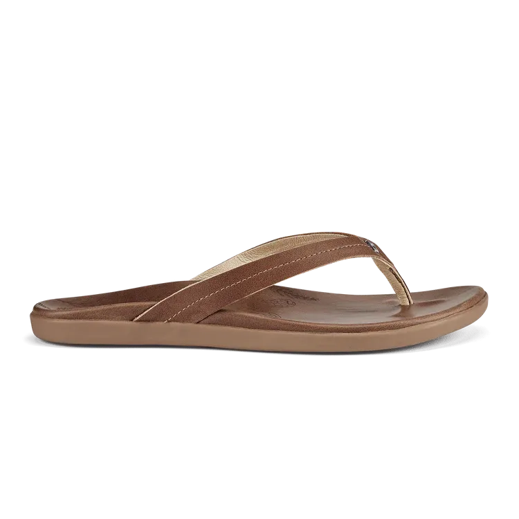 Olukai Women's Honu Leather Beach Sandals - Tan/Tan
