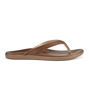 Olukai Women's Honu Leather Beach Sandals - Tan/Tan