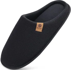 ONCAI Men's House Slippers, Cushion Memory Foam Shake Fleece and Man House Shoes with Faux Fur Lining and Indoor Outdoor Rubber Soles US Size 7-15