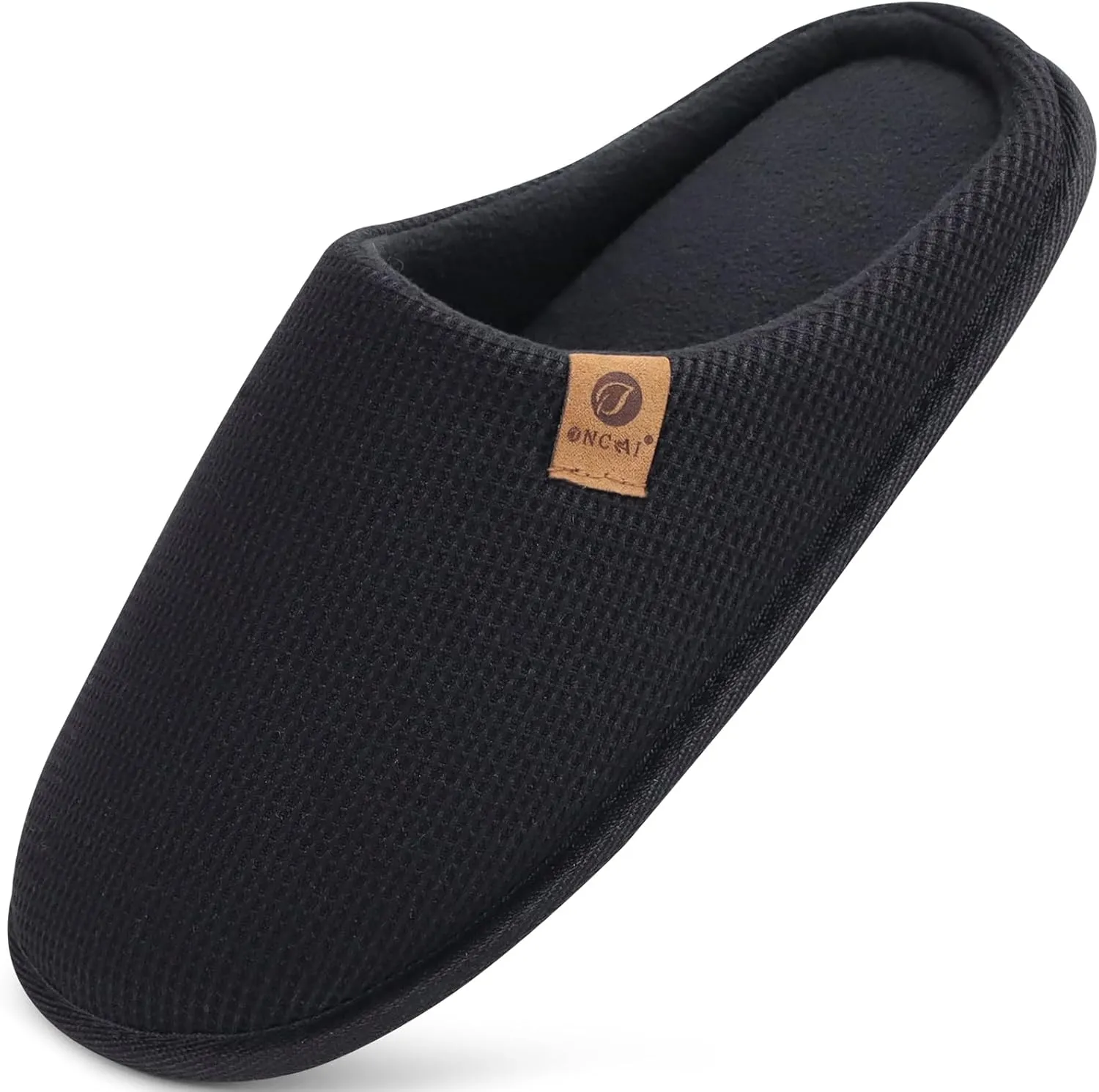 ONCAI Men's House Slippers, Cushion Memory Foam Shake Fleece and Man House Shoes with Faux Fur Lining and Indoor Outdoor Rubber Soles US Size 7-15