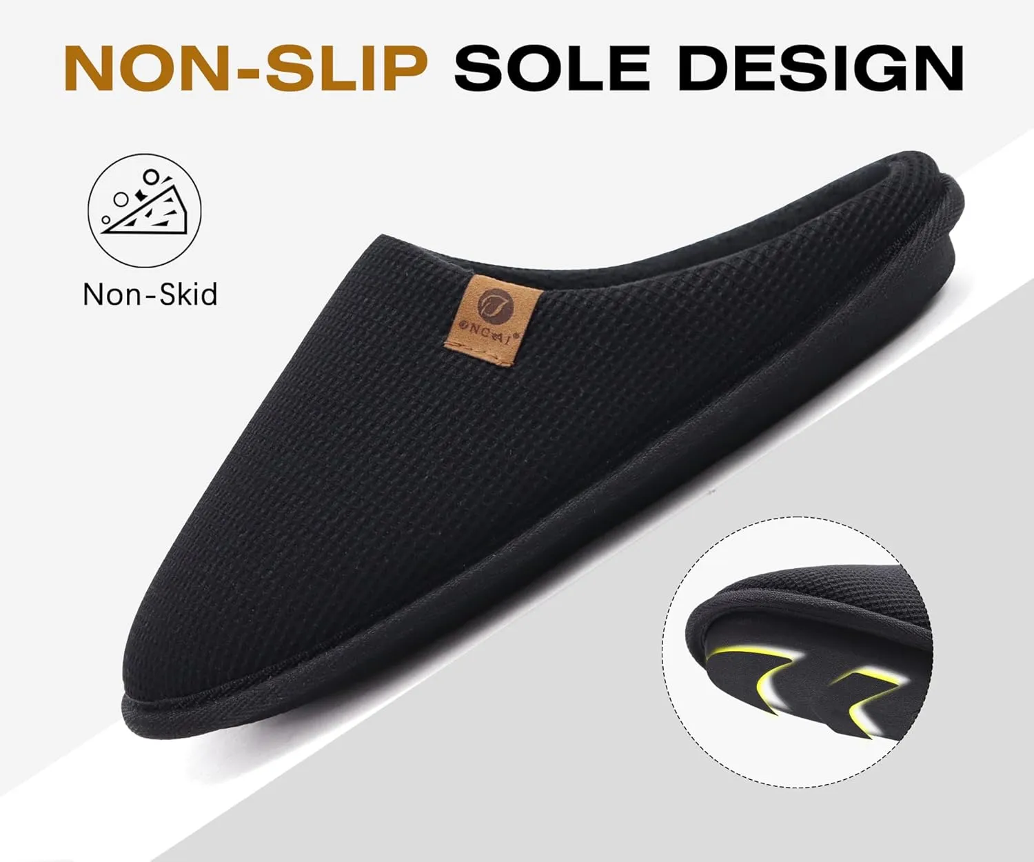 ONCAI Men's House Slippers, Cushion Memory Foam Shake Fleece and Man House Shoes with Faux Fur Lining and Indoor Outdoor Rubber Soles US Size 7-15
