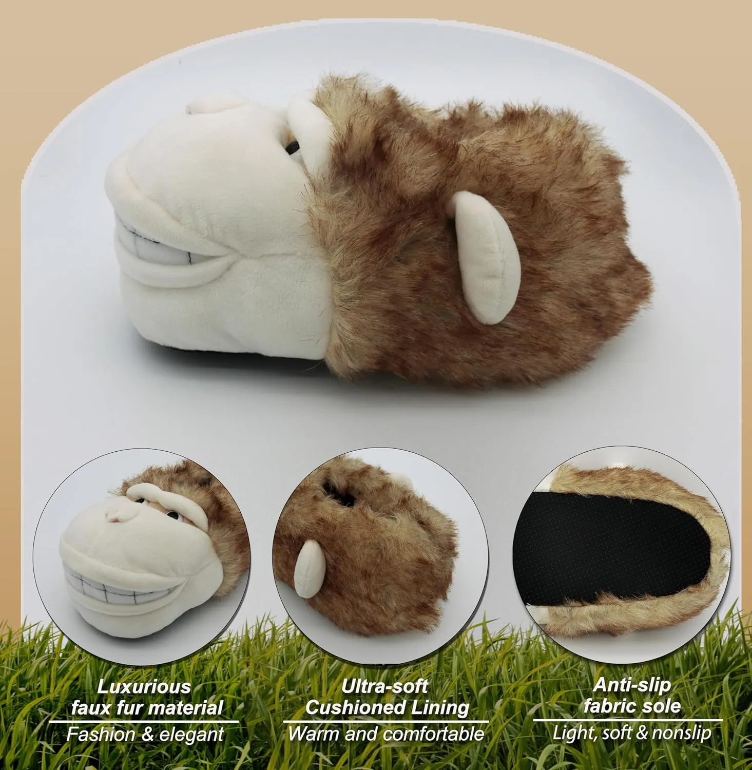 Onmygogo Fuzzy Winter Animal Slippers for Men and Women