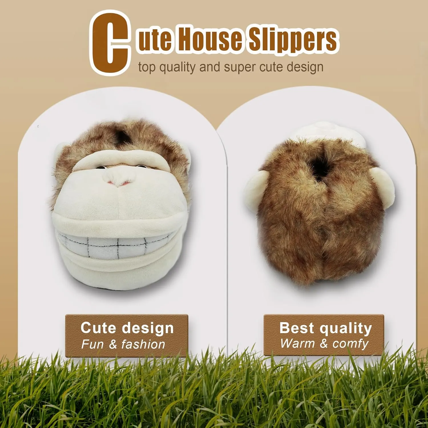 Onmygogo Fuzzy Winter Animal Slippers for Men and Women
