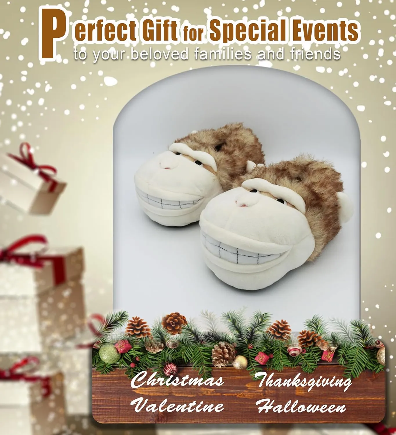 Onmygogo Fuzzy Winter Animal Slippers for Men and Women